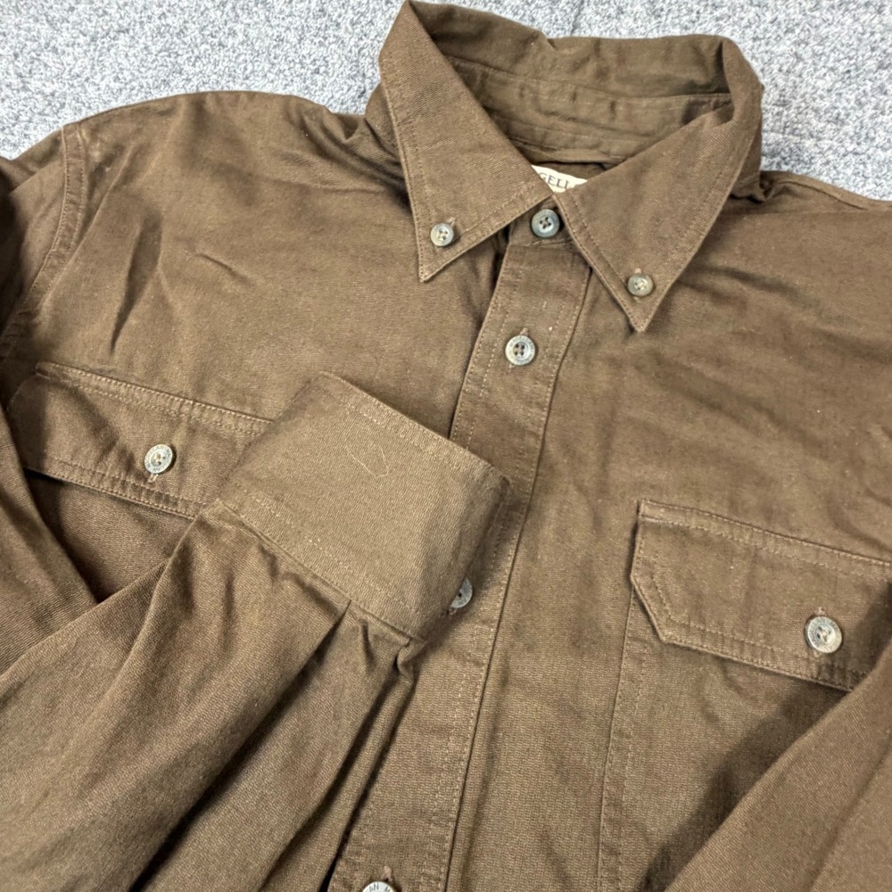 Magellan Sportswear Mens Medium Brown Cotton Long Sleeve Button Down Work Shirt